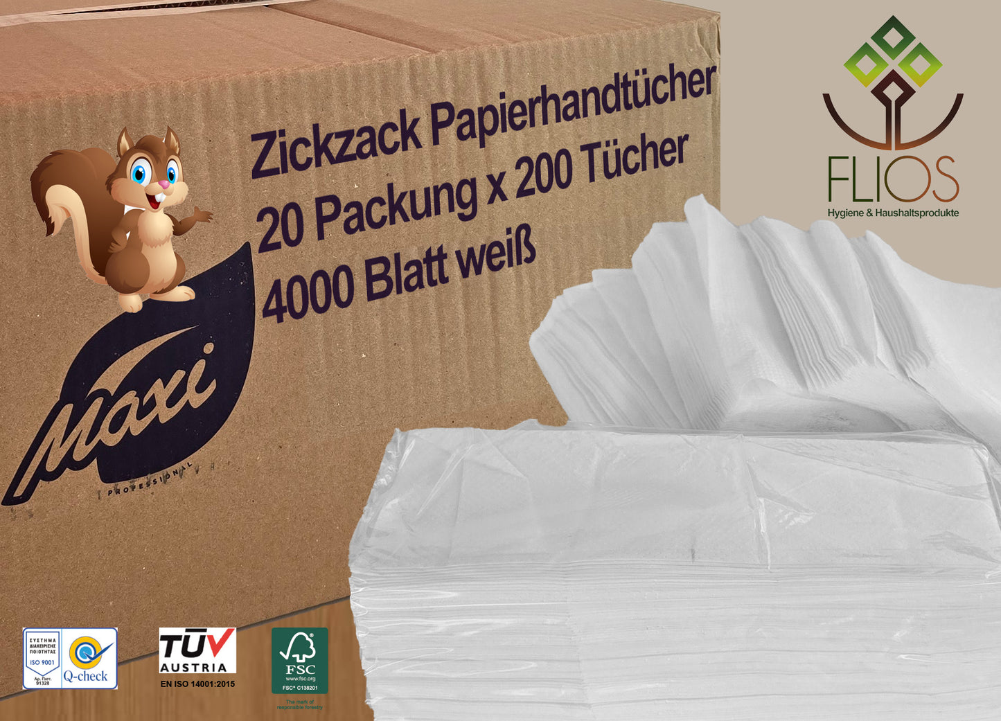 Papierhandtücher Zick Zack 21gr-26gr-31gr 4000 Blatt