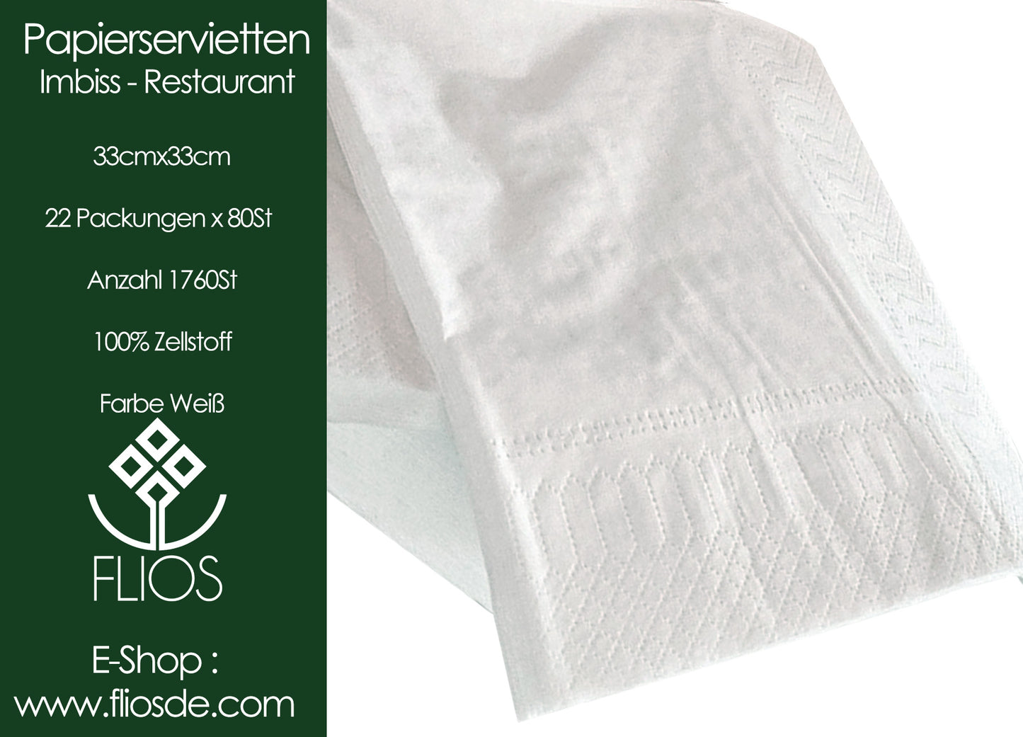 Papierservietten 33x33 weiß -- 22 Packungen x 80St -- 1760St