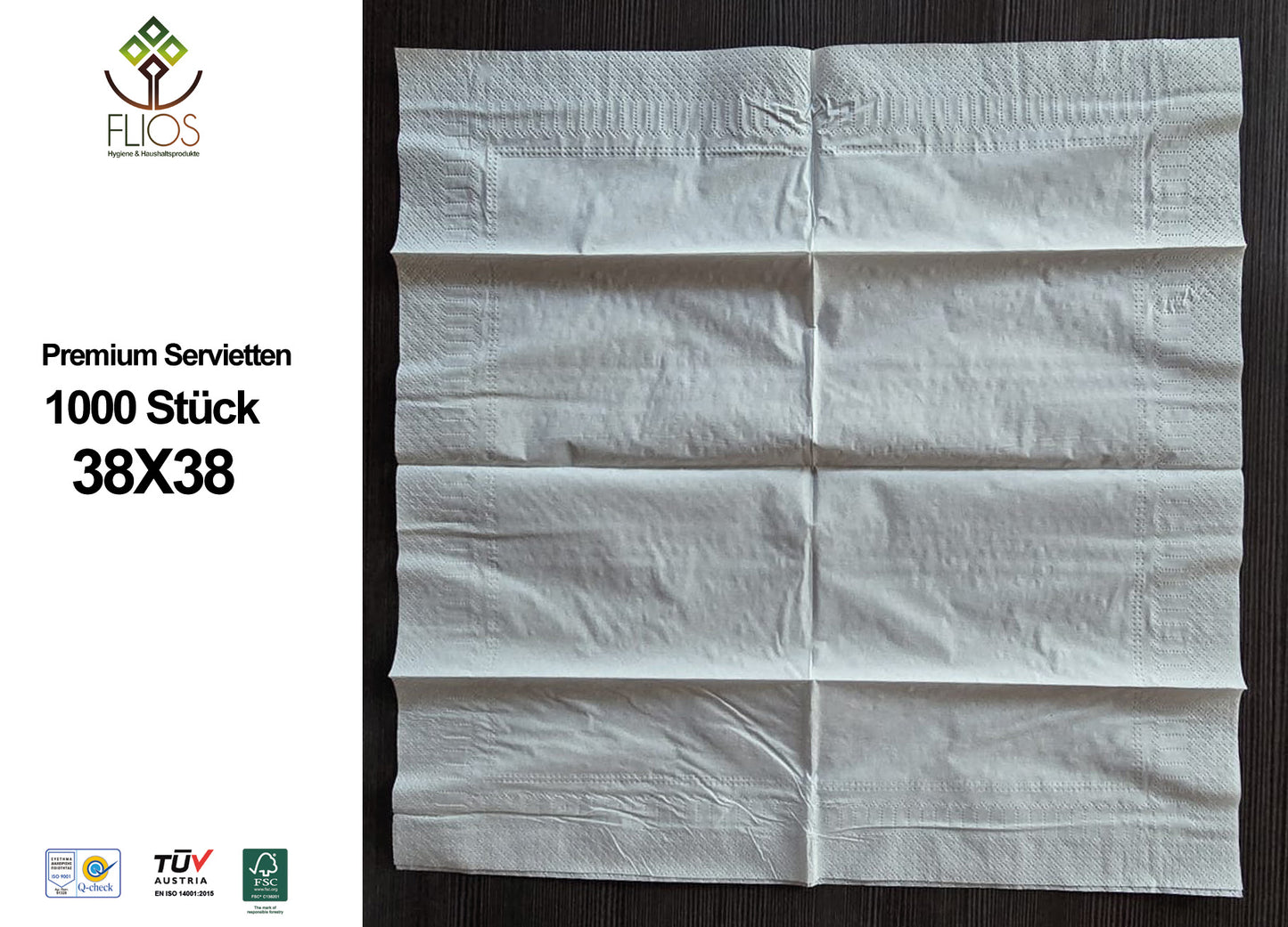 Papierservietten - Premium 2lagig - Weiß - 38cmx38cm 1000St