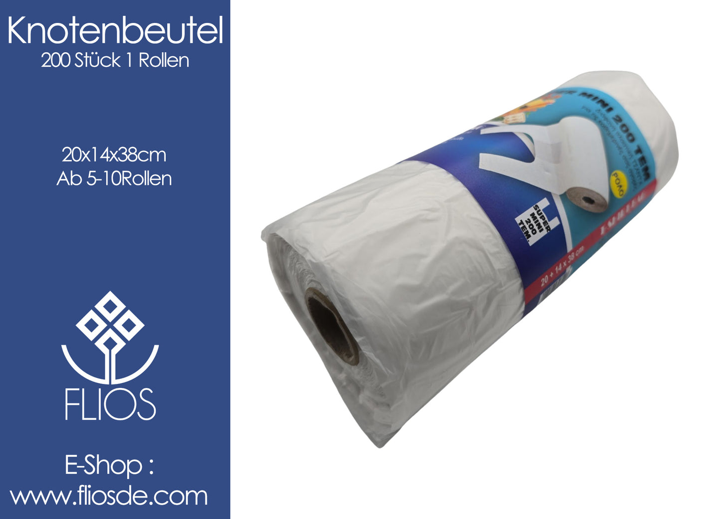 Knotenbeutel 3 kg HDPE transparent 20x14x38 cm gerollt ab 5-10 Rollen