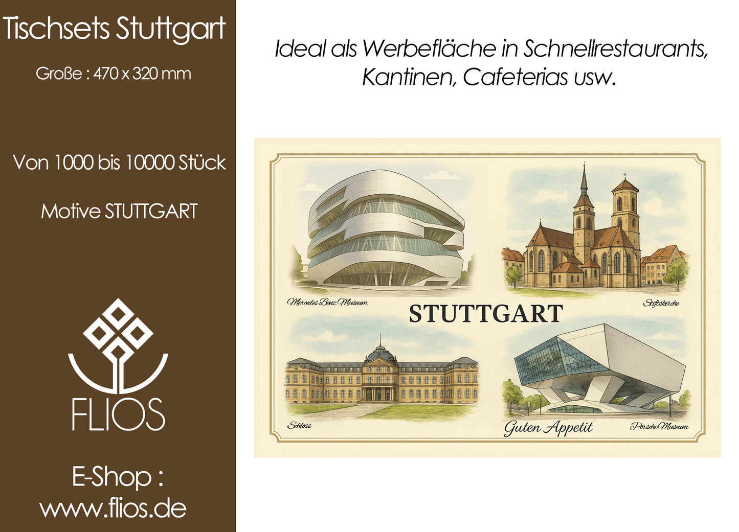 Tischsets 470 x 320 mm 4/0 Farbe 90 g/m² Offsetpapier