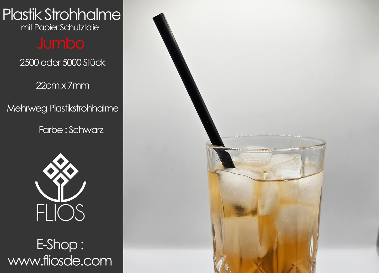Strohhalme Plastik Mit Schutzfolie JUMBO 7mm x 22cm 2500 oder 5000