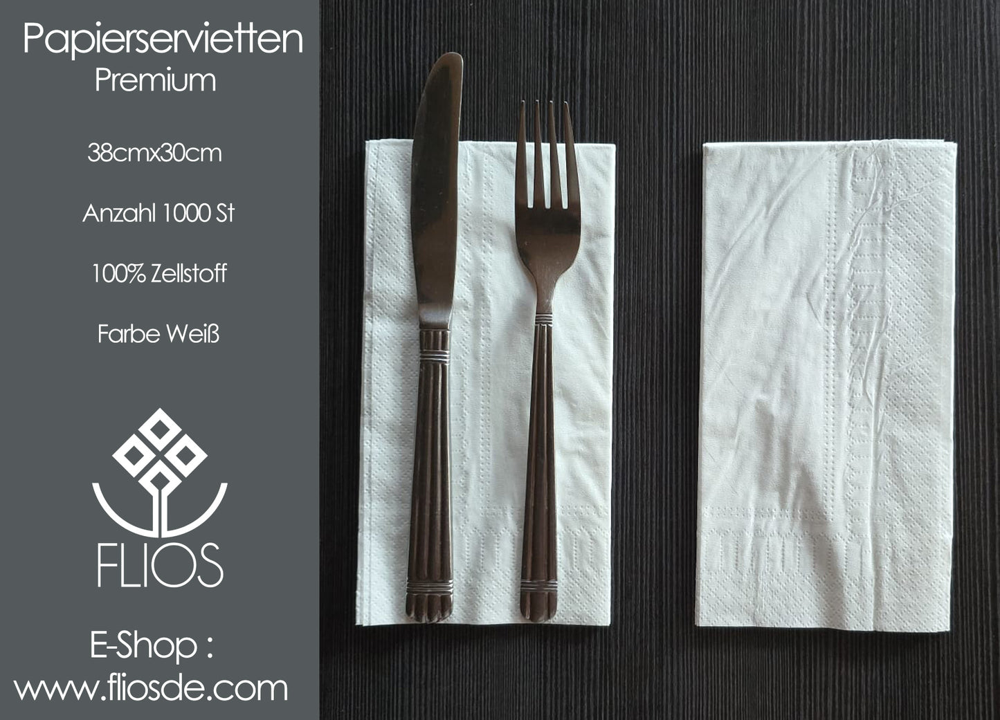 Papierservietten - Premium 2lagig - Weiß - 38cmx38cm 1000St