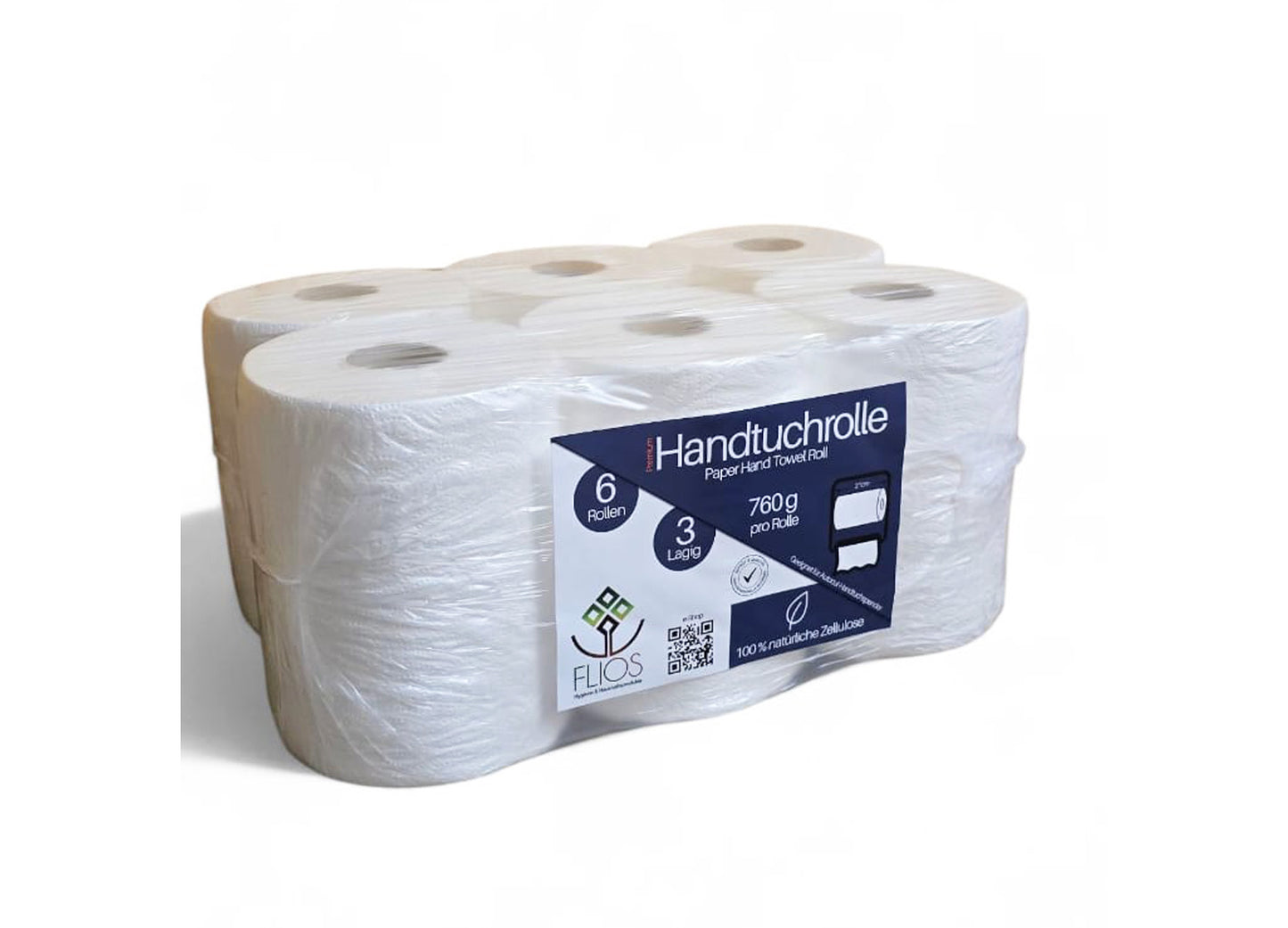Handtuchrollen Weiß für Autocut Spender 6 Rollen x 765gr 3lagig