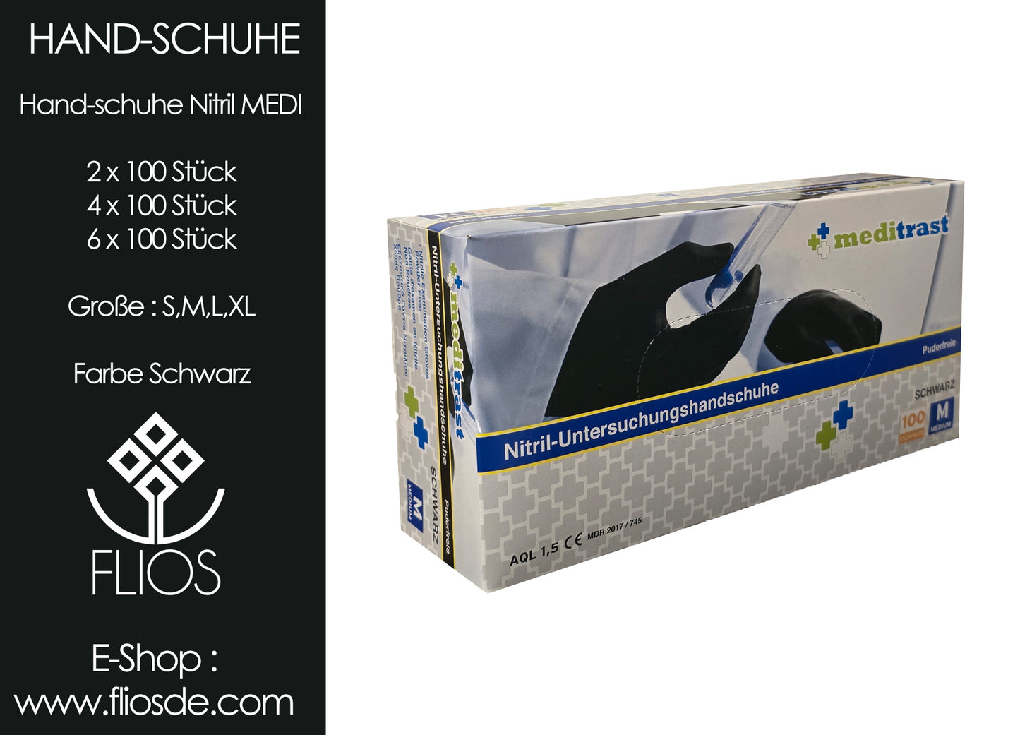 Einmalhandschuhe Nitril Black, puderfrei, schwarz, 100 Stück, Größe S-M-L-XL