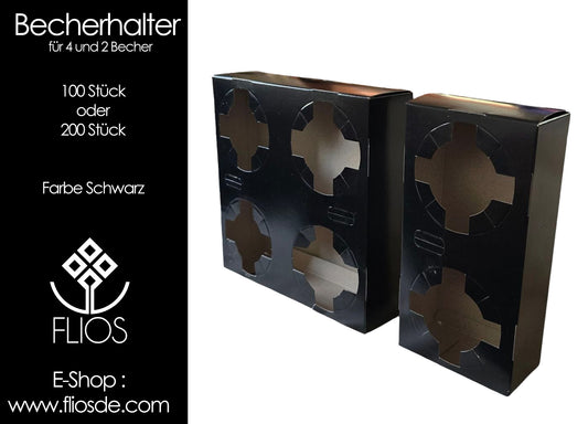 Becherhalter für 4 Becher oder 2 Becher , Pappe, Schwarz