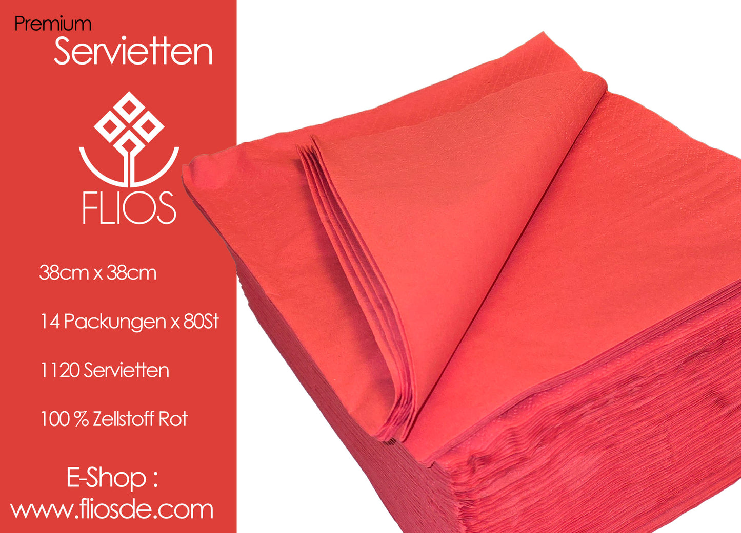 Papierservietten Luxury 38cm x 38cm Rot 1120St