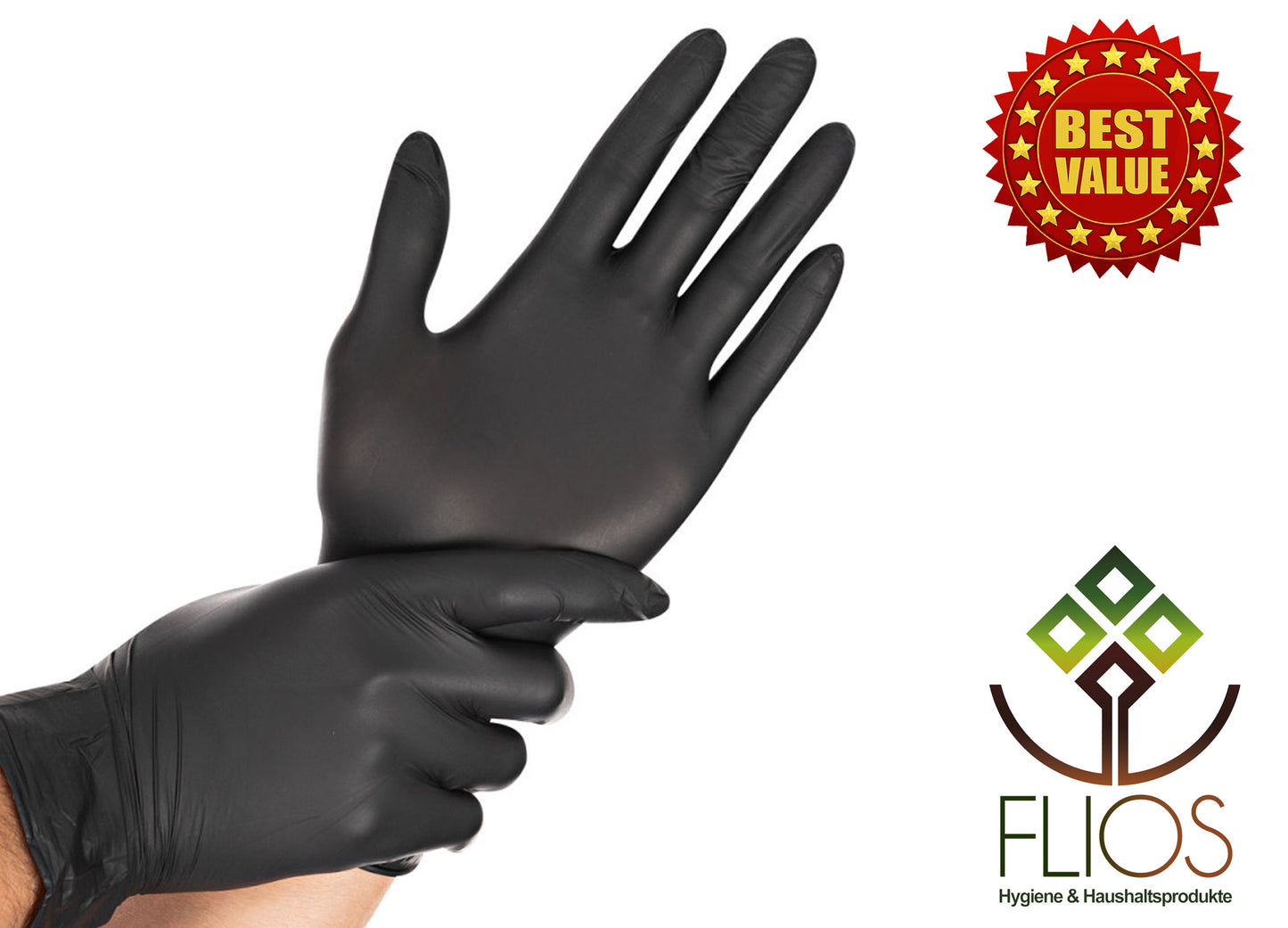 Einmalhandschuhe Nitril Black, puderfrei, schwarz, 100 Stück, Größe S-M-L-XL