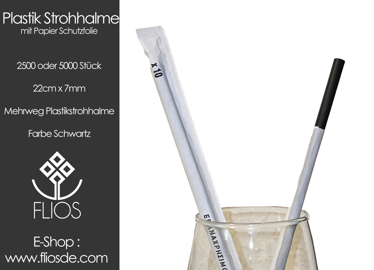 Strohhalme Plastik Mit Schutzfolie JUMBO 7mm x 22cm 2500 oder 5000