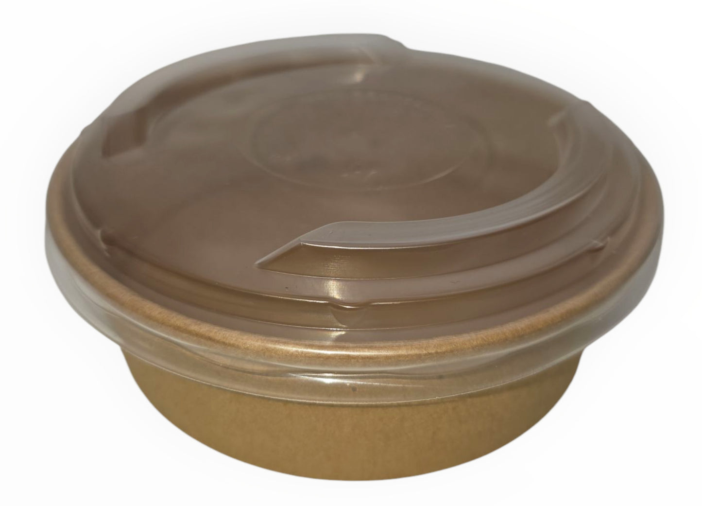 Kraft Salatschalen mit Deckel 500 ml, Einwegschalen Salatbecher, Suppen, Rund Hartpapier