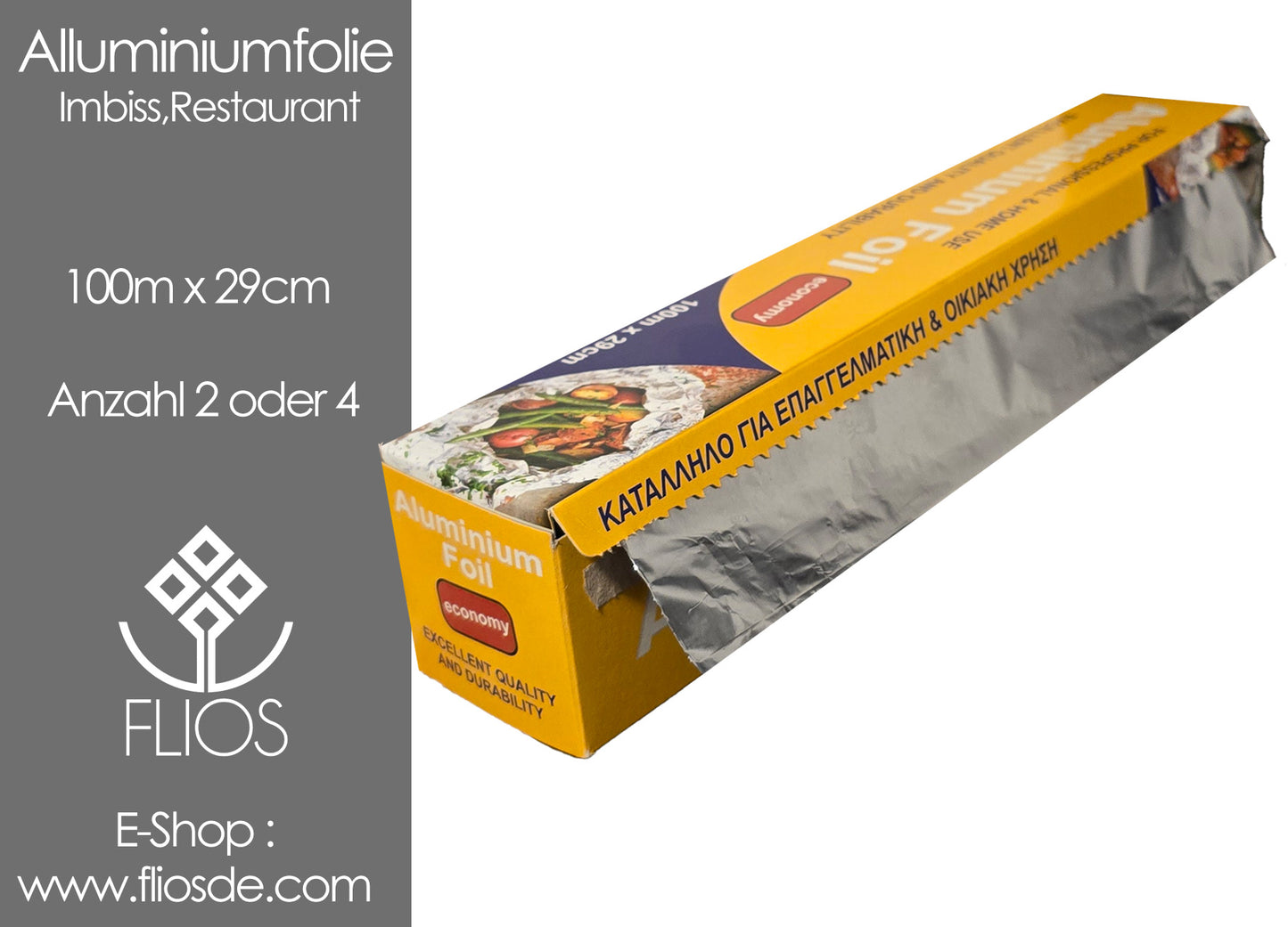 Aluminiumfolie 100m x 29cm 2 Stück oder 4 Stück