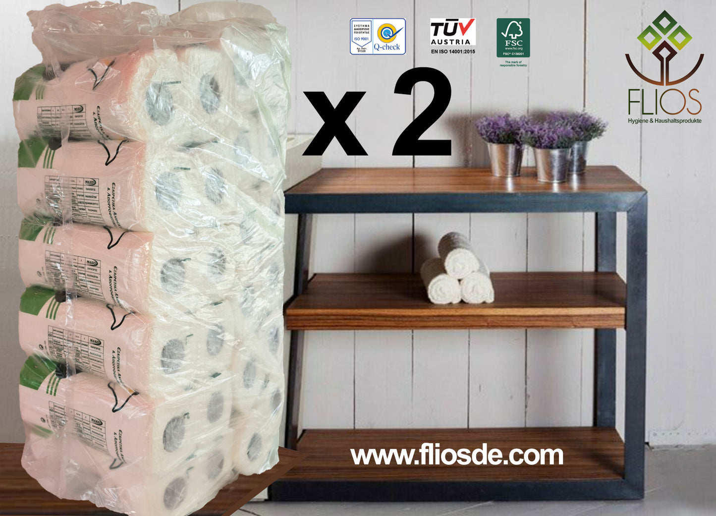 Papierküchenrollen 2lagig -- 24 Packungen x 2 Stück 48 Rollen