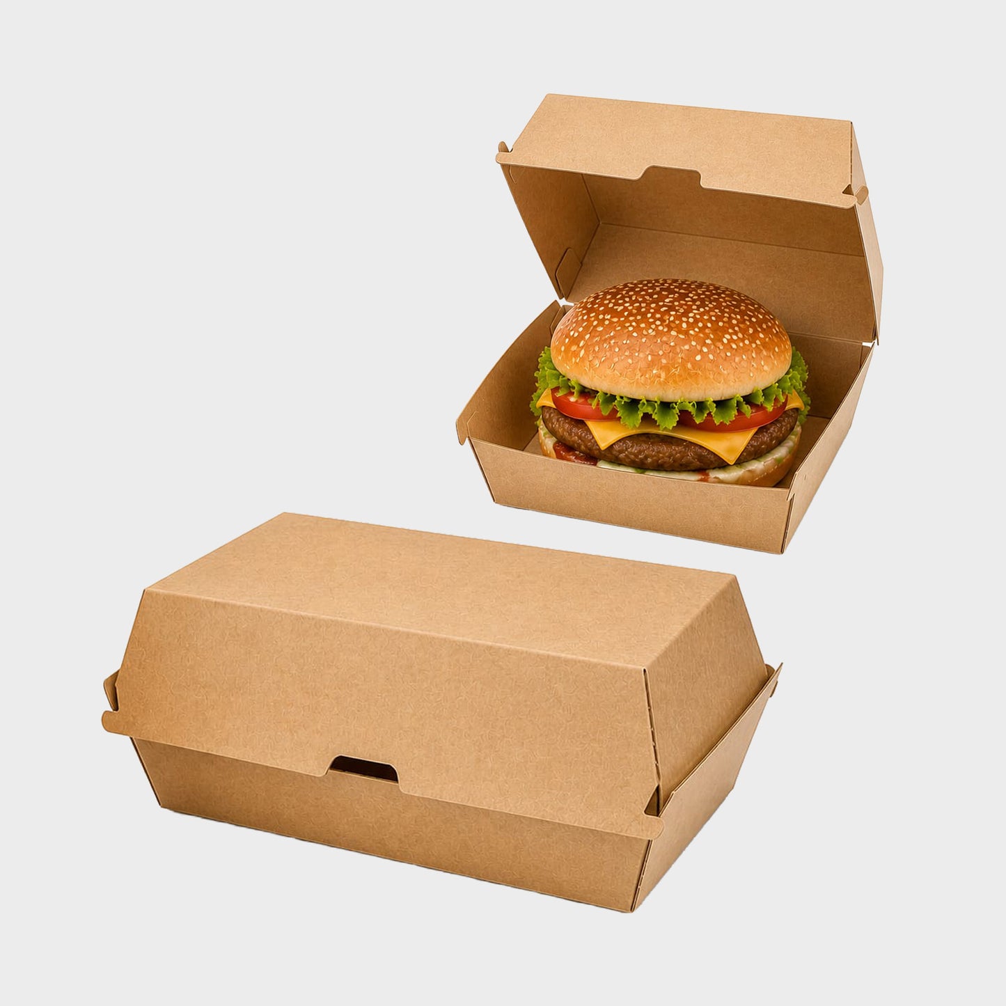 Burgerboxen Single & Double – Take-Away Verpackung (100 Stück)