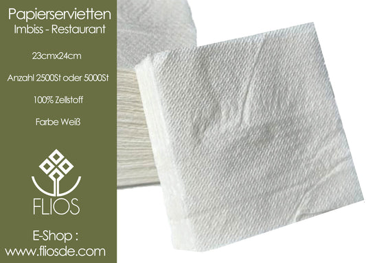 Papierservietten-Imbiss-Gastro 23x24 Weiß  1-lagig 2500-5000St