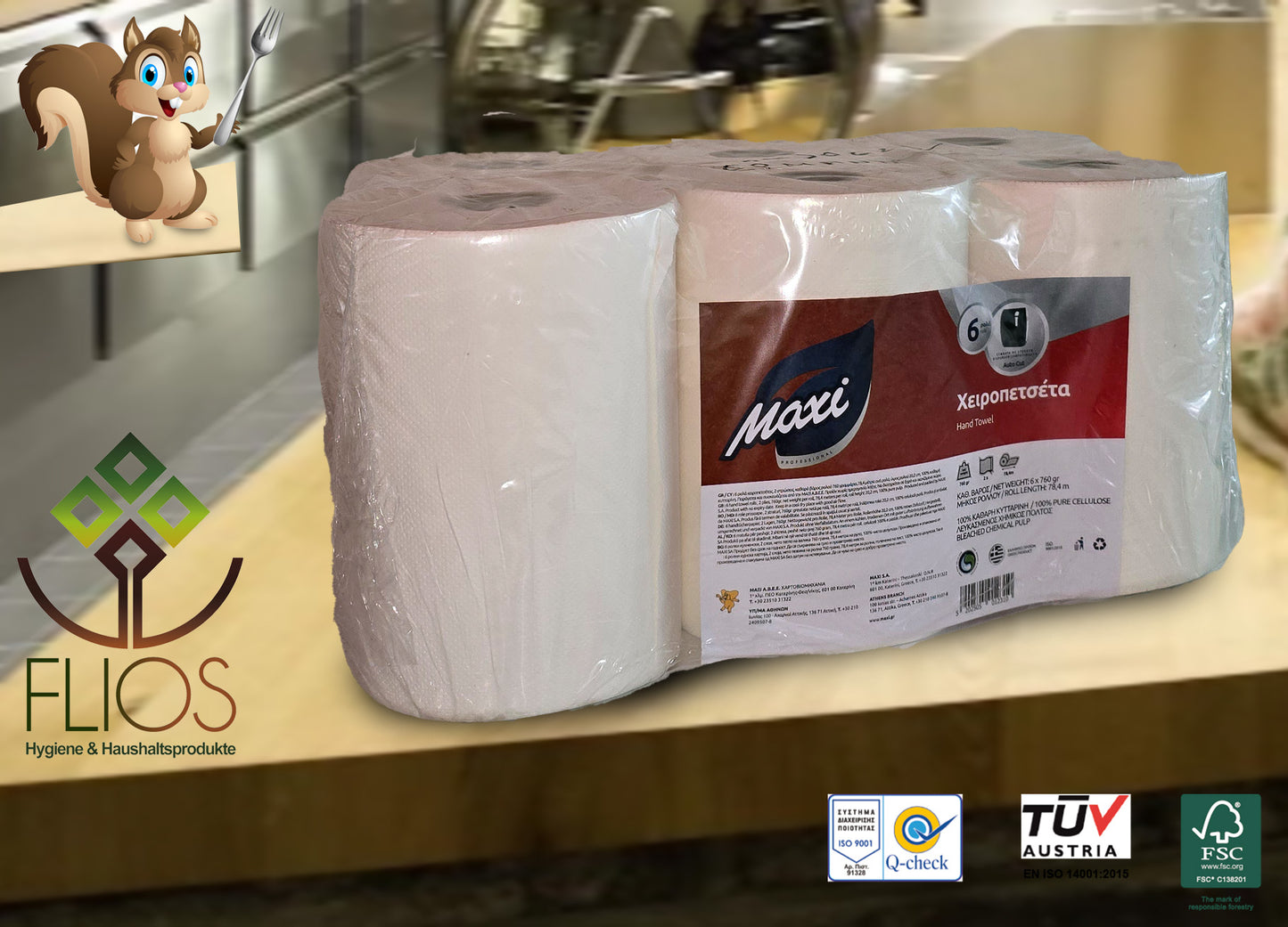 Papierhandtücher Weiß Gastro 6 Rollen x 765gr