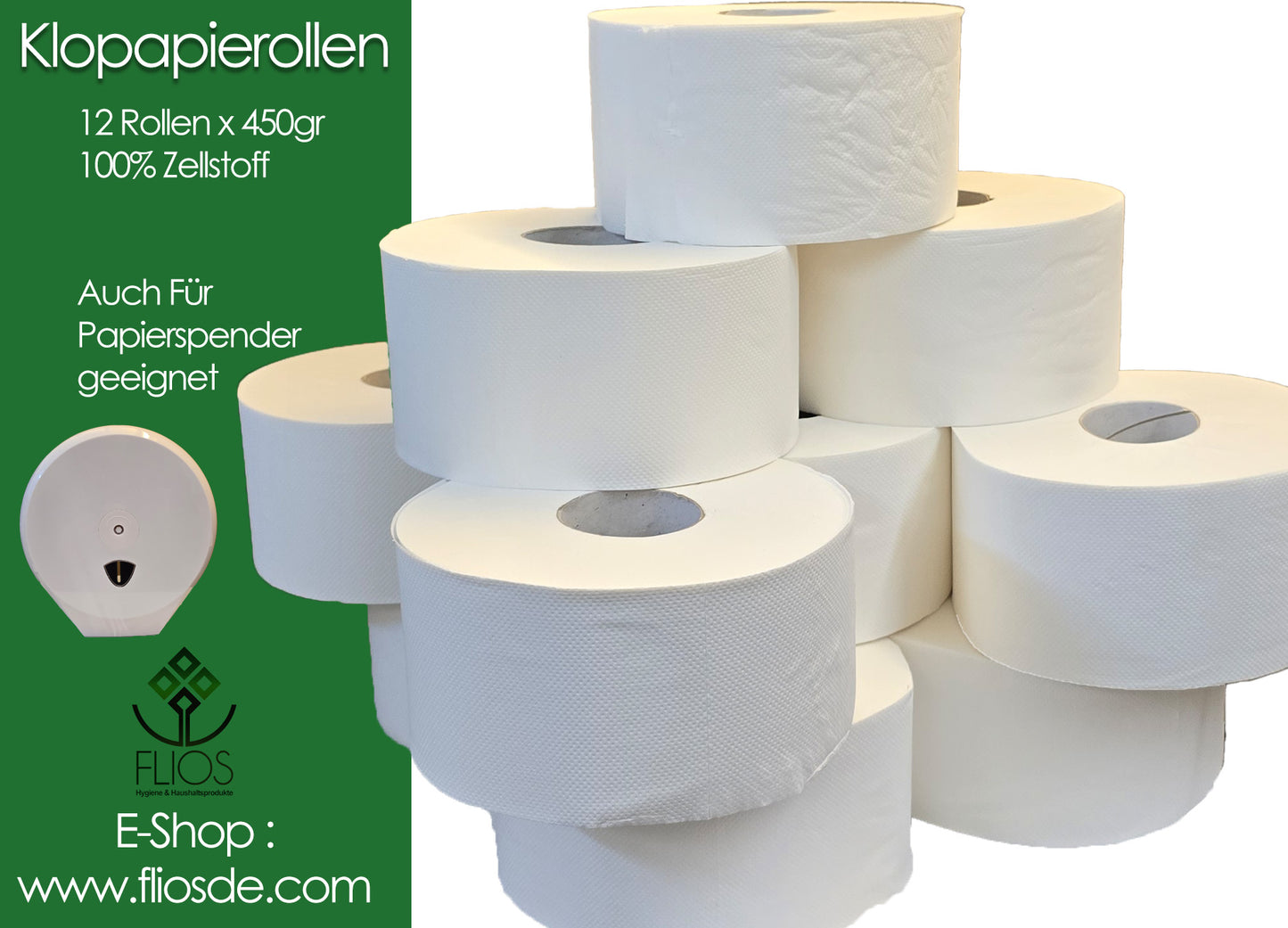 Klopapierrollen 12 x 450gr 100% Zellstoff