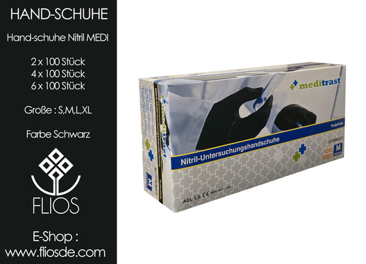 Einmalhandschuhe Nitril Black, puderfrei, schwarz, 100 Stück, Größe S-M-L-XL