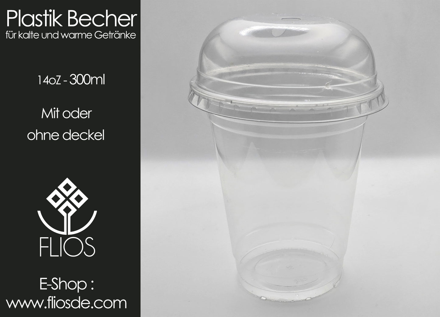 Plastik Trinkbecher 300ml Mehrwegbecher mit oder ohne Deckel