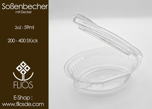 Saucenbecher mit Deckel 2 oz 59ml Verpackungsbecher 100 -400 Stück Dressingbecher