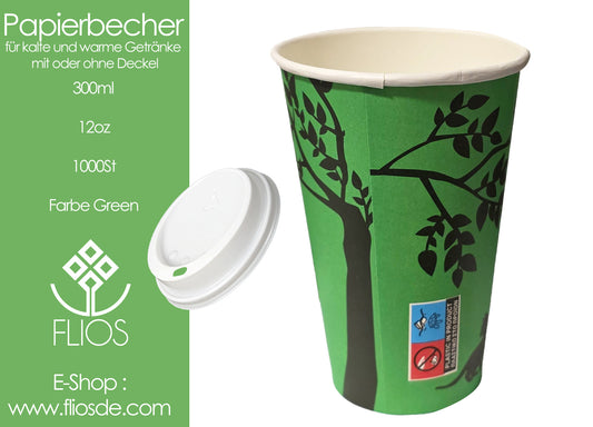 Papierbecher 12oz mit oder ohne Deckel 300ml Ab 200-1000 Stück