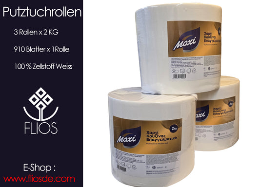 Papierküchenrollen , Putztuchrollen 3 Rollen x 2Kg