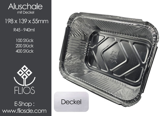 Aluschalen 940ml mit Deckel Aluschale Nudelschale 198x139x55mm 100-400 Stück