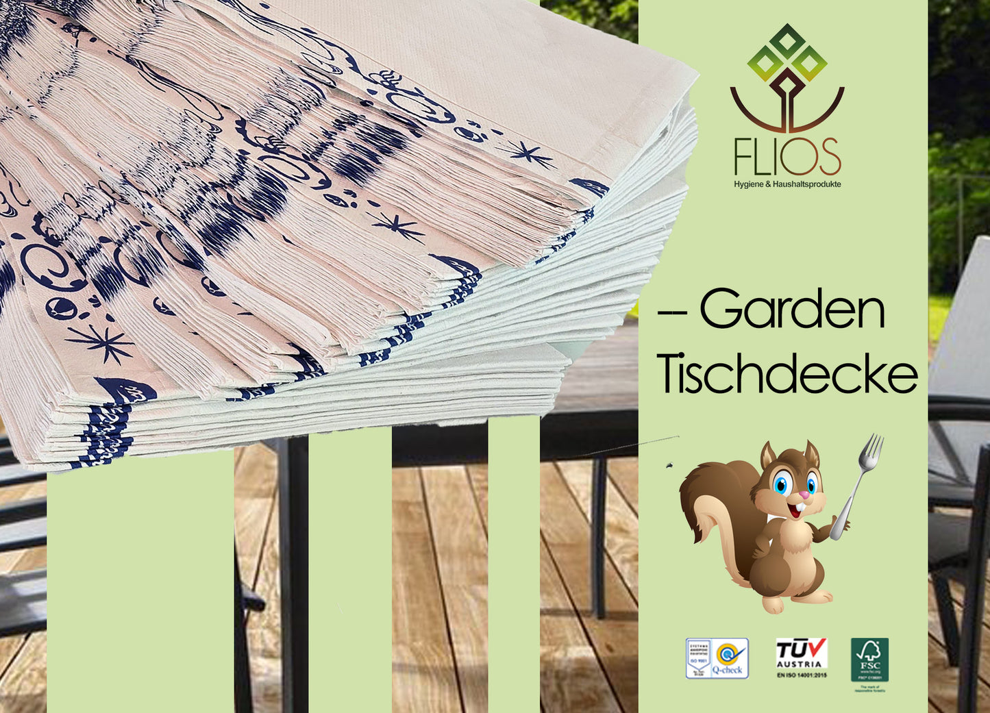 Tischdecke Gastro, Garten & Wohnung  1,00 m x 1,30 m -- mit Bezeichnung 100St.