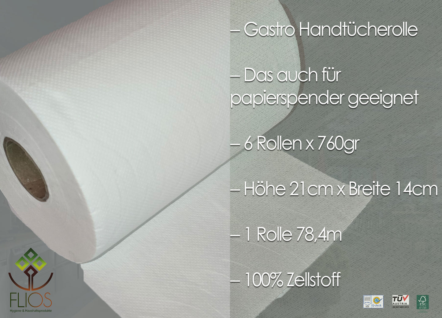 Papierhandtücher Weiß Gastro 6 Rollen x 765gr