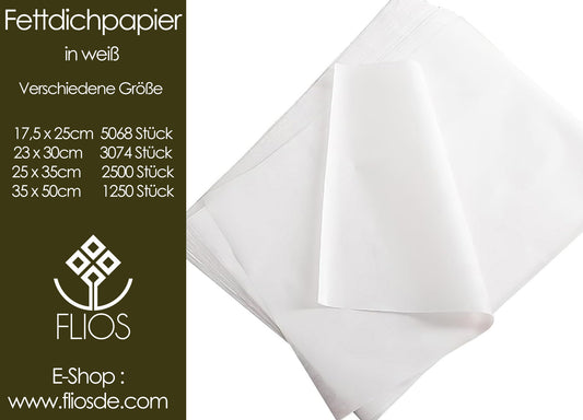 Fettdicht Papier in weiß Verschiedene Größe 10Kg