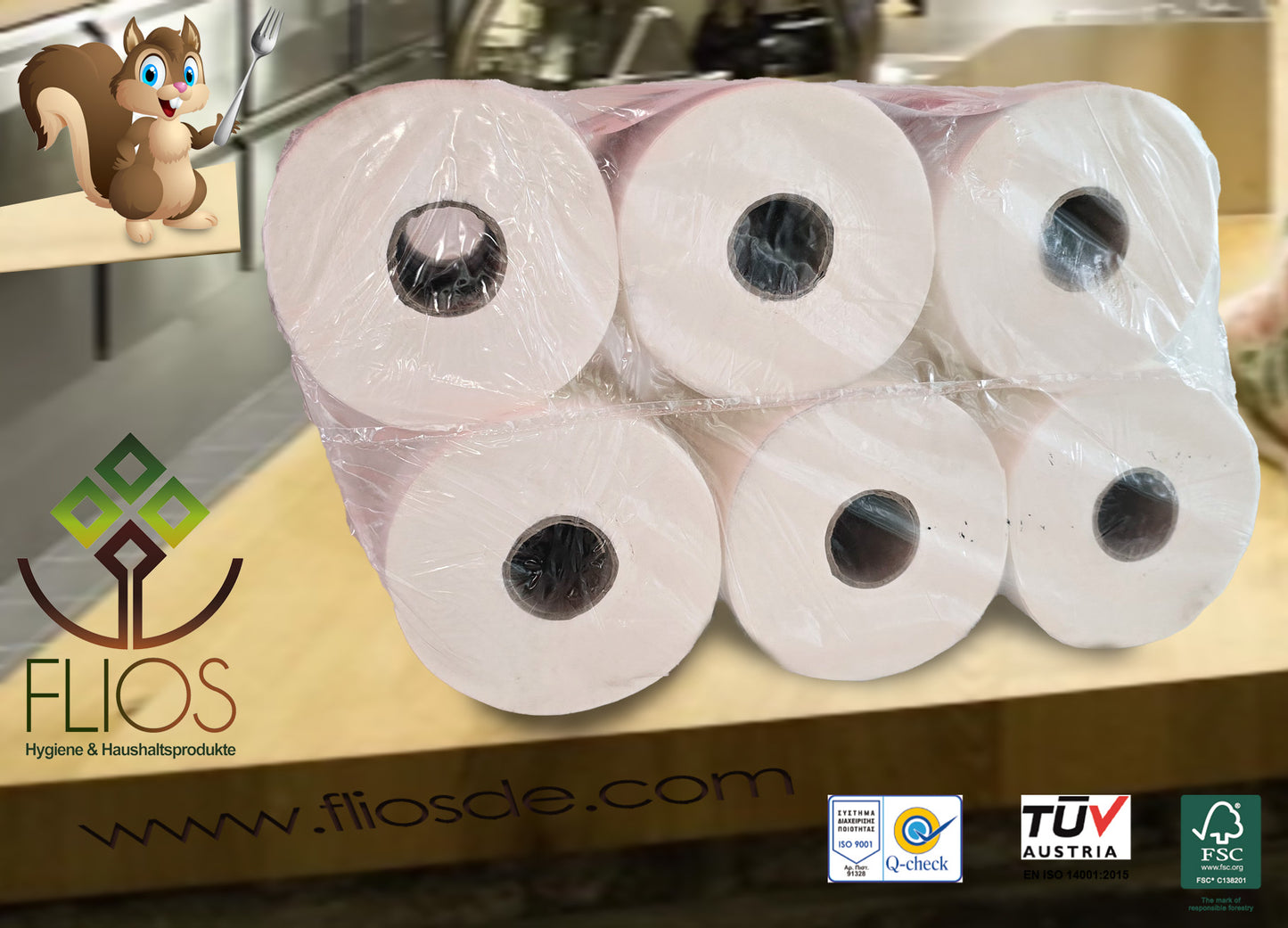 Papierhandtücher Weiß Gastro 6 Rollen x 765gr