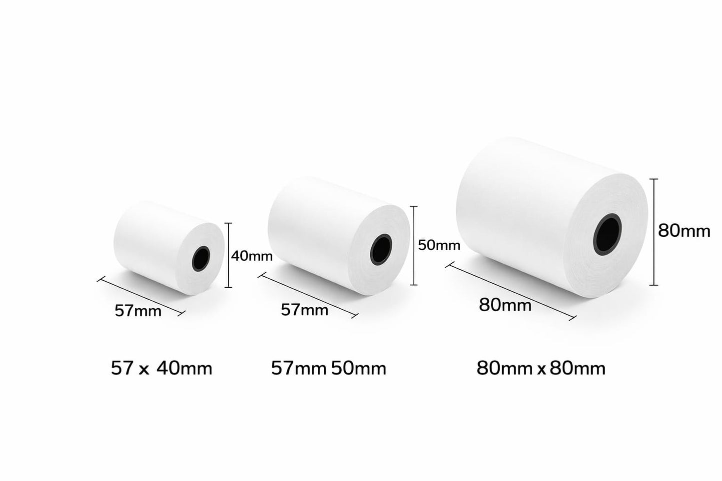 Thermorollen für Kasse und EC-Terminals – 80x80mm, 57x50mm, 57x40mm | verschiedene Größen