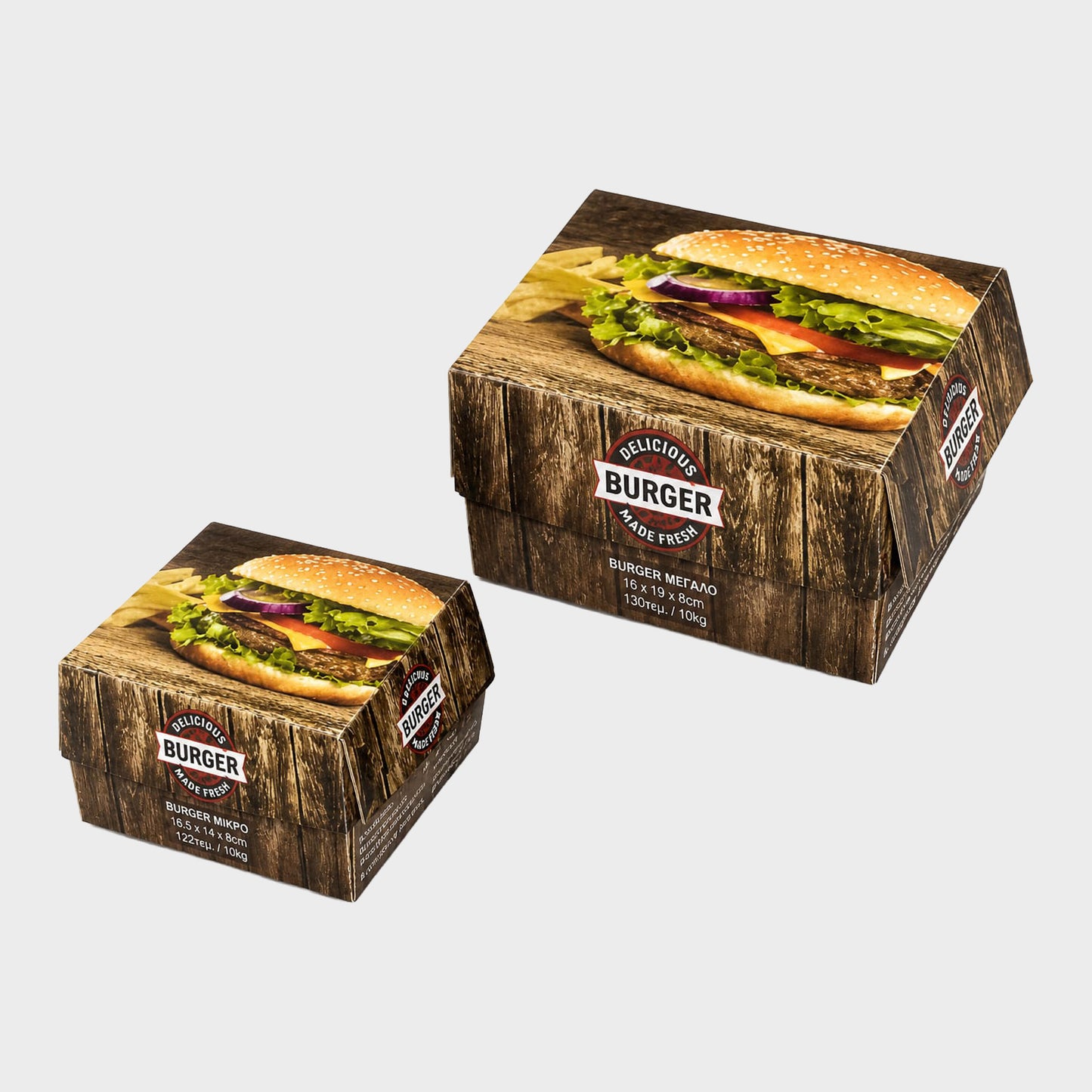Burgerbox mit Druck – Take-Away Box für Burger (10kg Packung, verschiedene Größen)