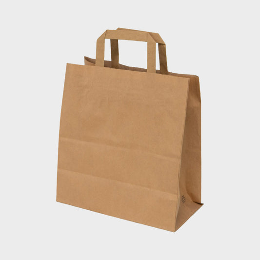 Papiertragetaschen Braun 26 cm & 32 cm – 250 Stück Kraftpapier Tüten mit Griff