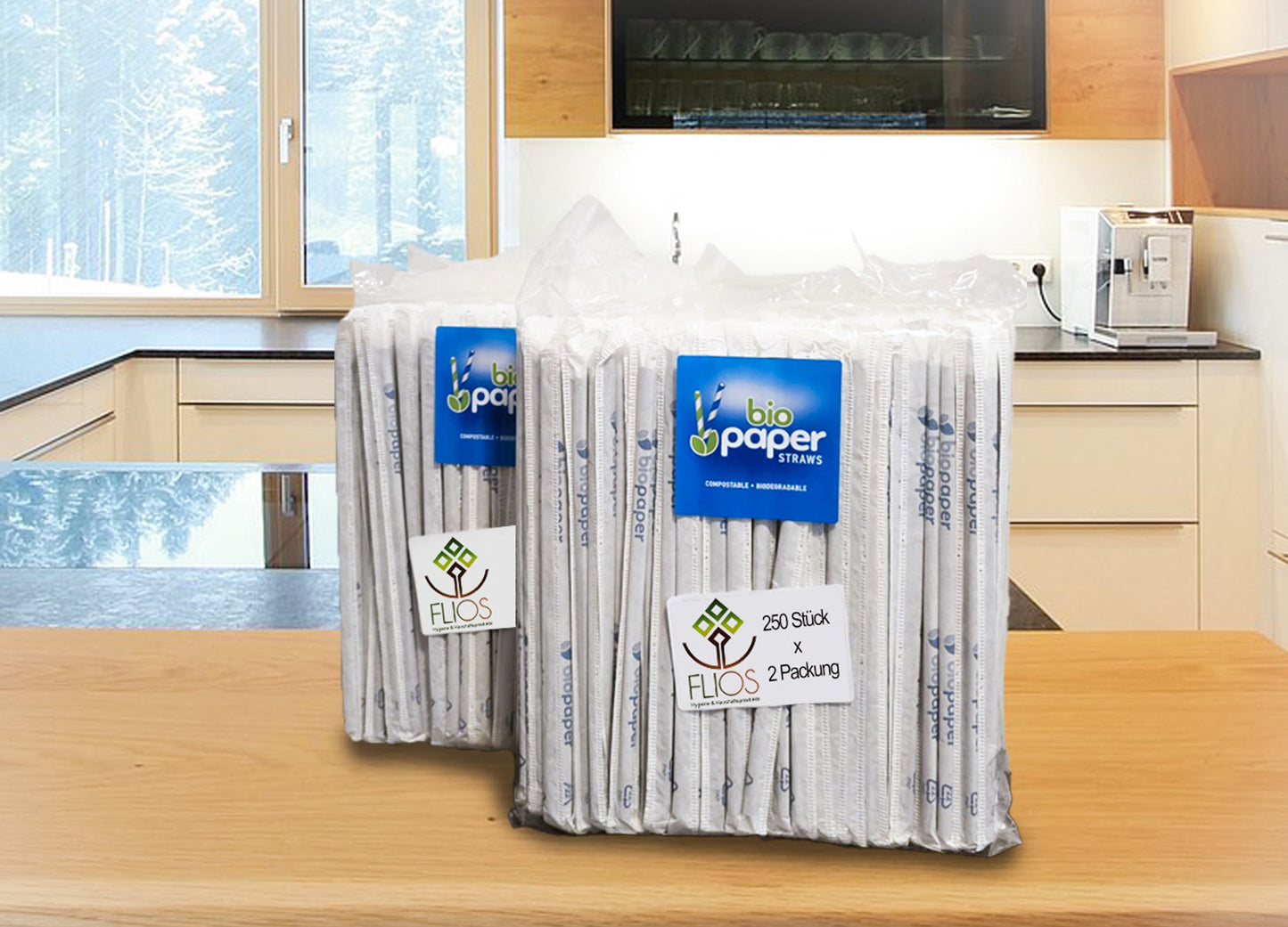 Papierstrohhalme mit Papierschutzhülle 500St.